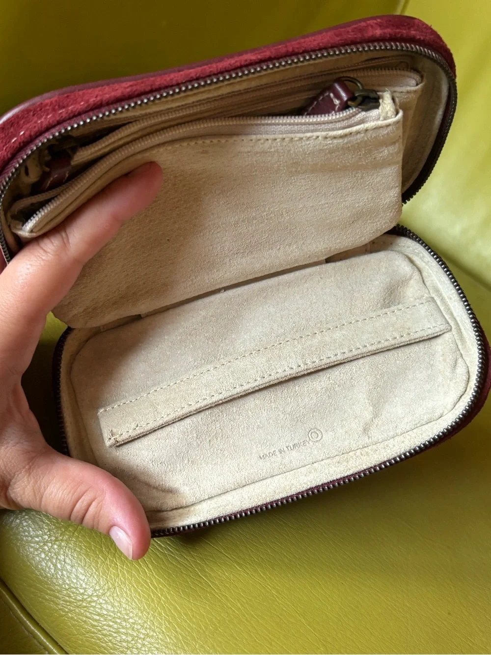 Vintage Coach Burgundy Suede Travel Jewelry Case Organizer Y2K